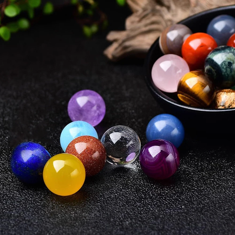 18mm Non-Porous Round Crystal Ball Set Natural Reiki Healing Pocket Stone Sphere Quartz Home Decor Specimen Wholesale Gift