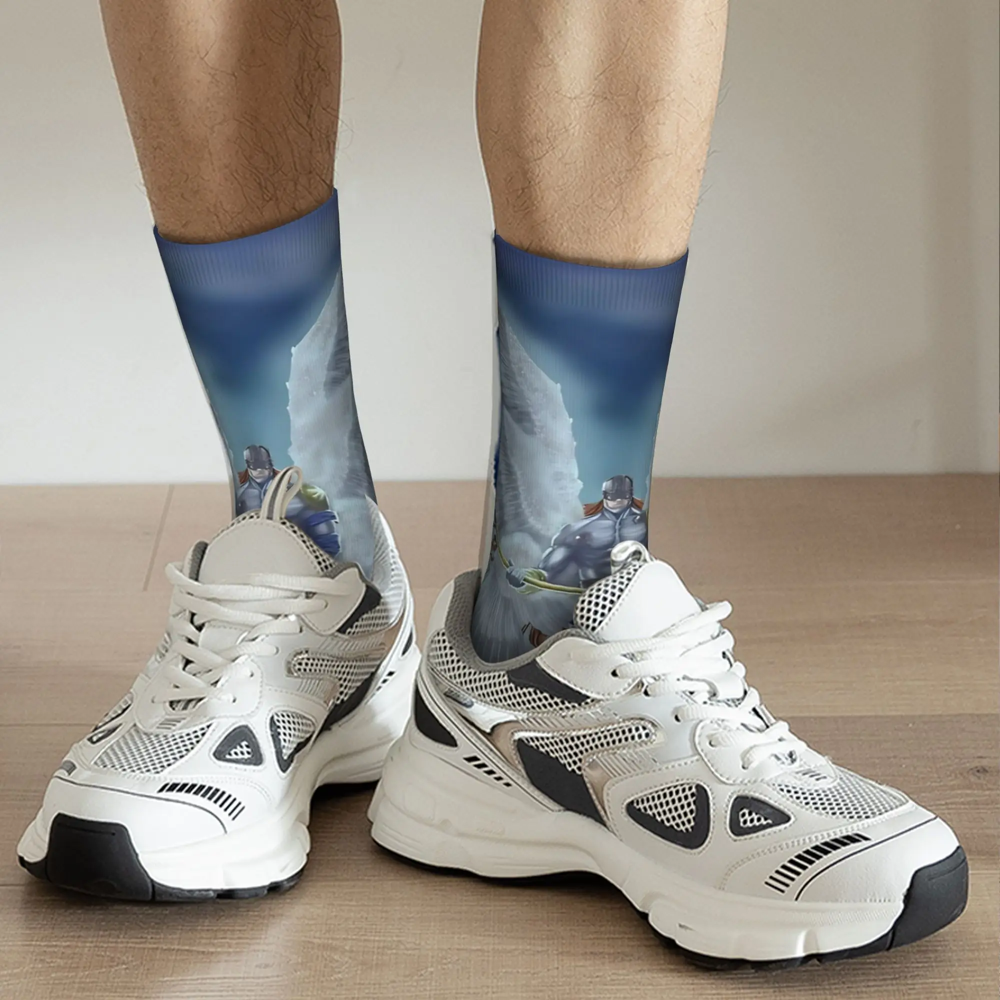 Funny Sock Bandai Digimon Angemon  Rock Seamless Pattern Printed Men Crew Socks Novelty Men's Socks view 6