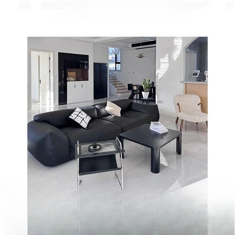 Living room leather sofa retro literary and minimalist style after World War II removable and washable suitable for small apartm