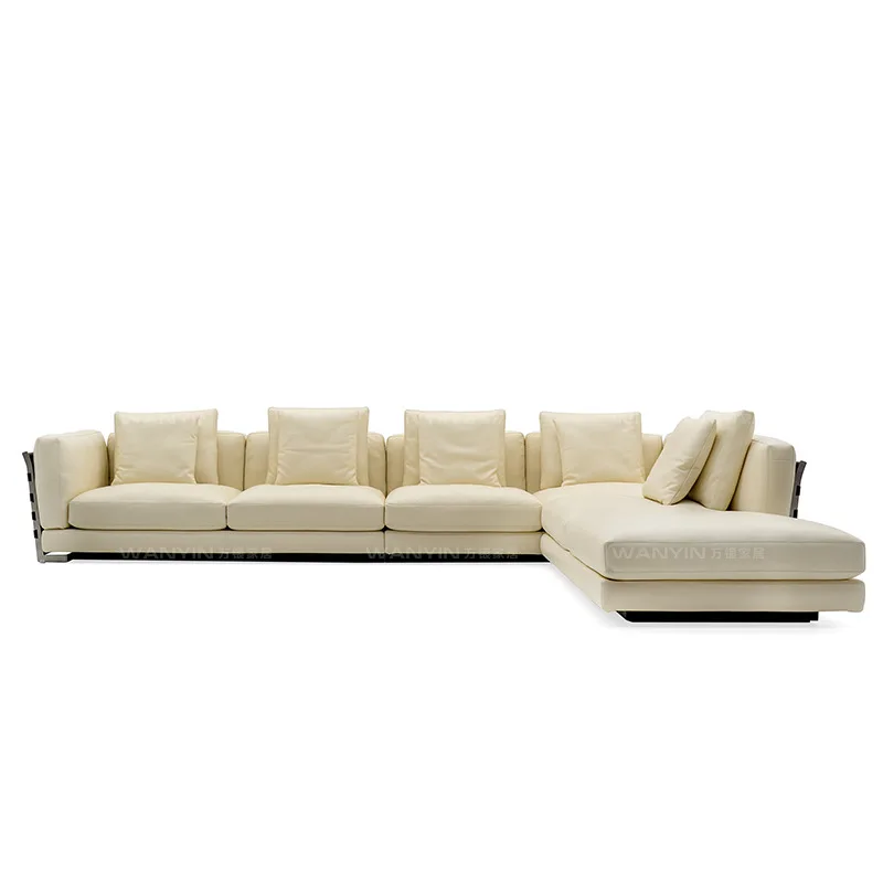 

High-end luxury large apartment living room home hotel matte leather comfortable soft light luxury