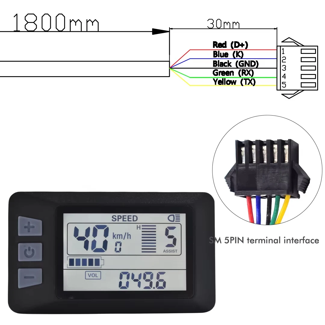 UART2 P3H LCD-display voor elektrische fietsen SM/waterdichte verbindingsplug Ebike intelligente displayaccessoires