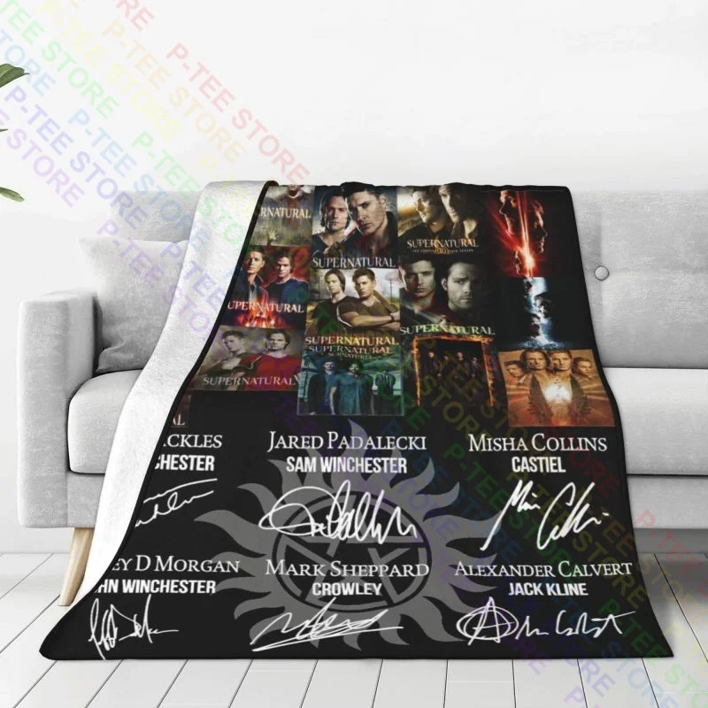 Supernatural 15 Years Of Anniversary Thank You For The Memories Blanket Raschel Bedspread Bedding Travel