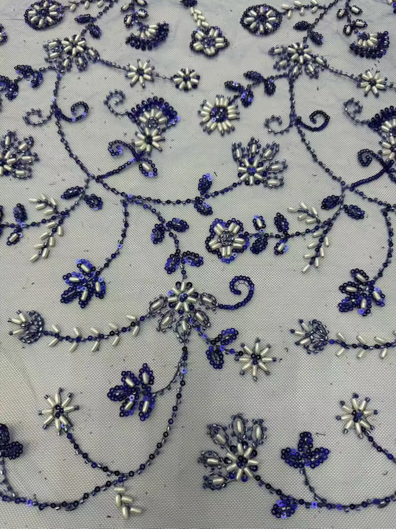 

2026 High-Quality African Nigerian Tulle Lace Fabric Sequins Embroidery French Guipure Wedding Party Dress Beaded 5 Yards