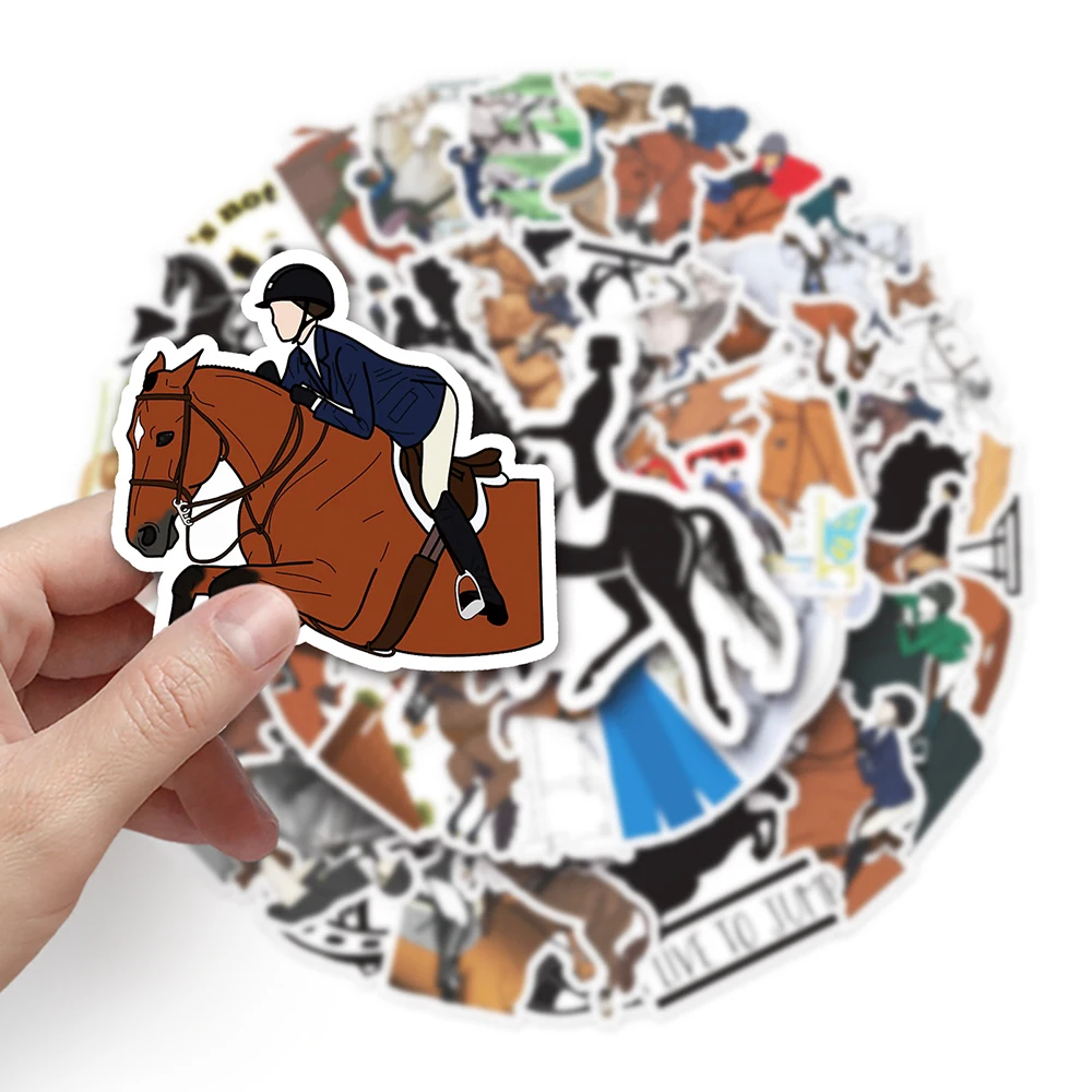 

10/30/50pcs Cool Cartoon Equestrian Sport Stickers Horse Riding Decals DIY Notebook Phone Guitar Helmet Graffiti Sticker Decor