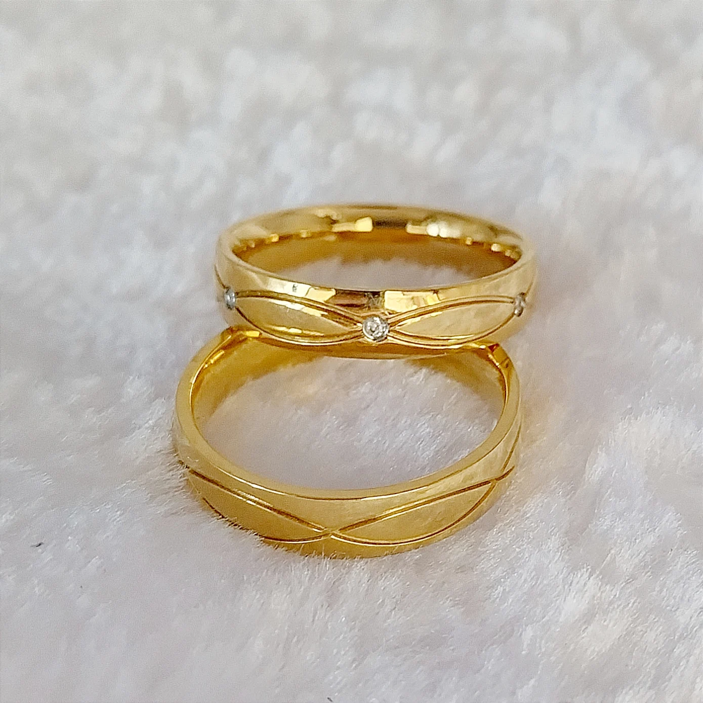 High Quality Fashion Western Jewelry Wedding Rings Sets For Men And Women Vintage 24k Gold Plated Stainless Steel Couples Ring