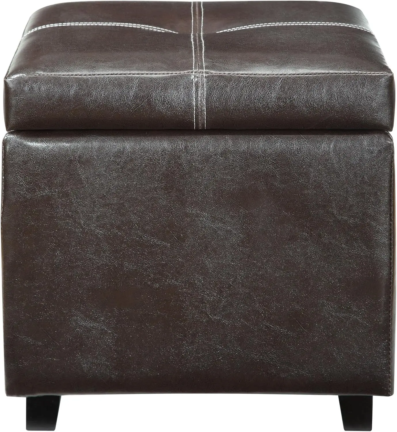 

Tufted Faux Leather Square Ottoman Cube In Espresso