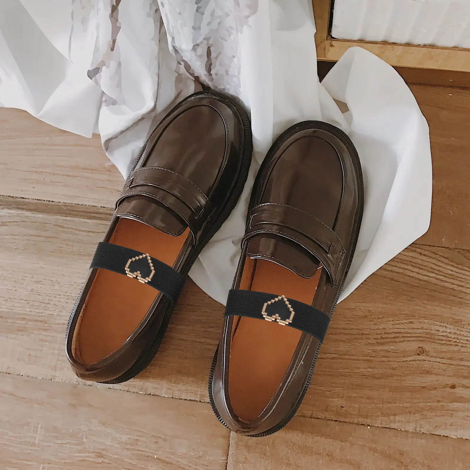

1 Pair Anti Loose Decorative Elastic Heel Straps Heart Decor for Girl Flat Shoes Replacement Shoe Straps Flat Shoe
