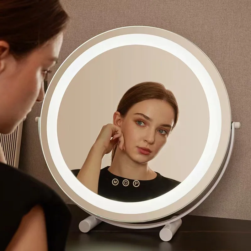 Led Makeup Mirror with LED Light Home Desktop Makeup Mirror Desktop Light Luxury Internet Celebrity Intelligent Dressing Mirror