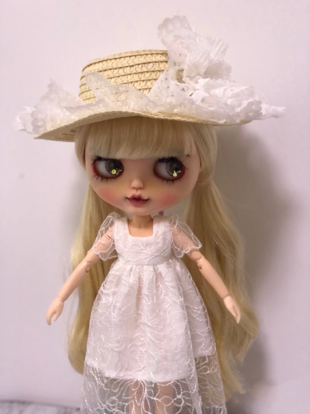 

BJD Blythe Clothes white lace hat skirt suit dress 1/6 30cm Dolls (Fit for Pullip,Ob24, Licca)