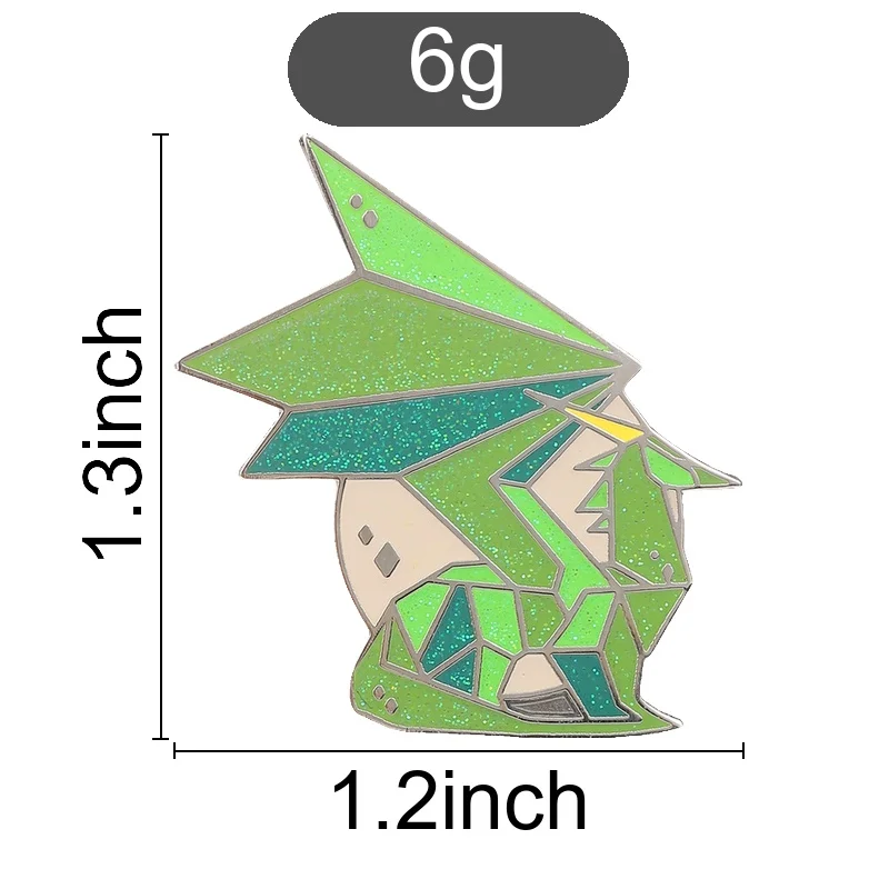 Origami Dragon Badge Cute Glitter Geometric Enamel Pins Green Mosaic Polygon Animal Brooch Fantasy Accessories Bag Decor
