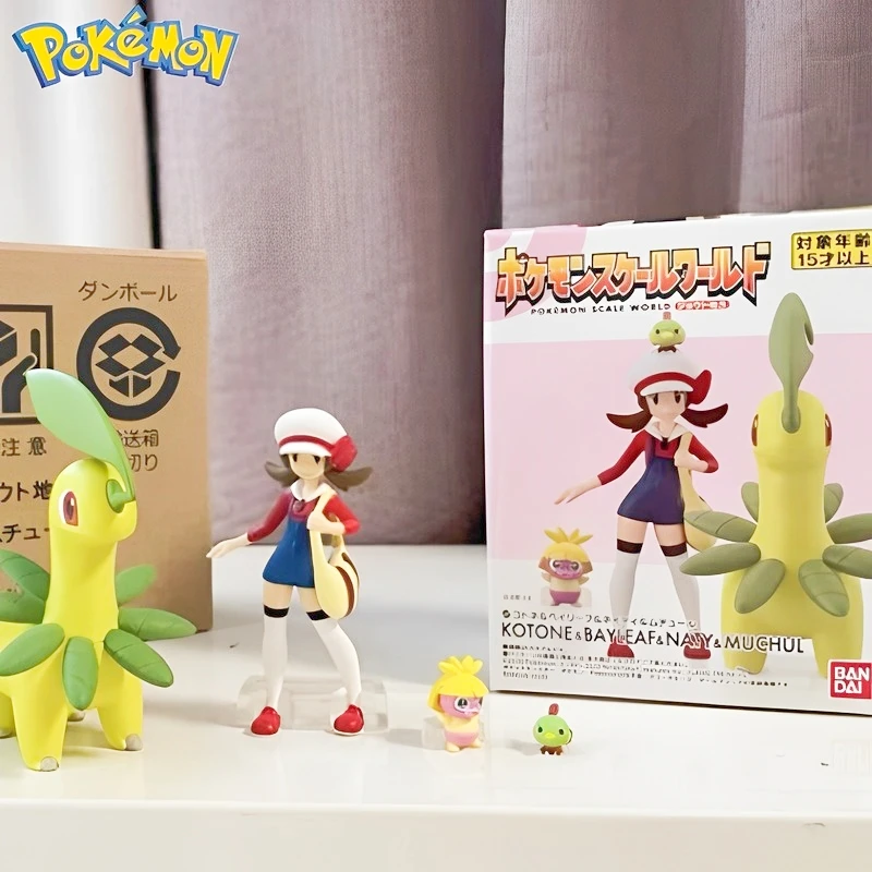 

Bandai Original Pokemon Scale World Johto Region Lyra Bayleef Natu 1/20 Collection Anime Figure Model Toys Gifts In Stock