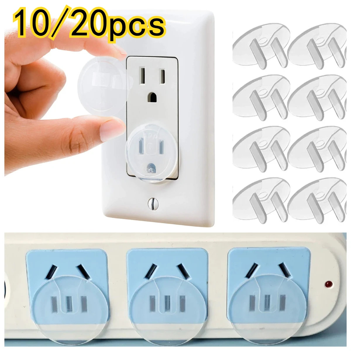 

10/20PCS Childproof Outlet Covers – US Standard Baby Safety Plugs, Clear Electrical Socket Protectors for Home & Export