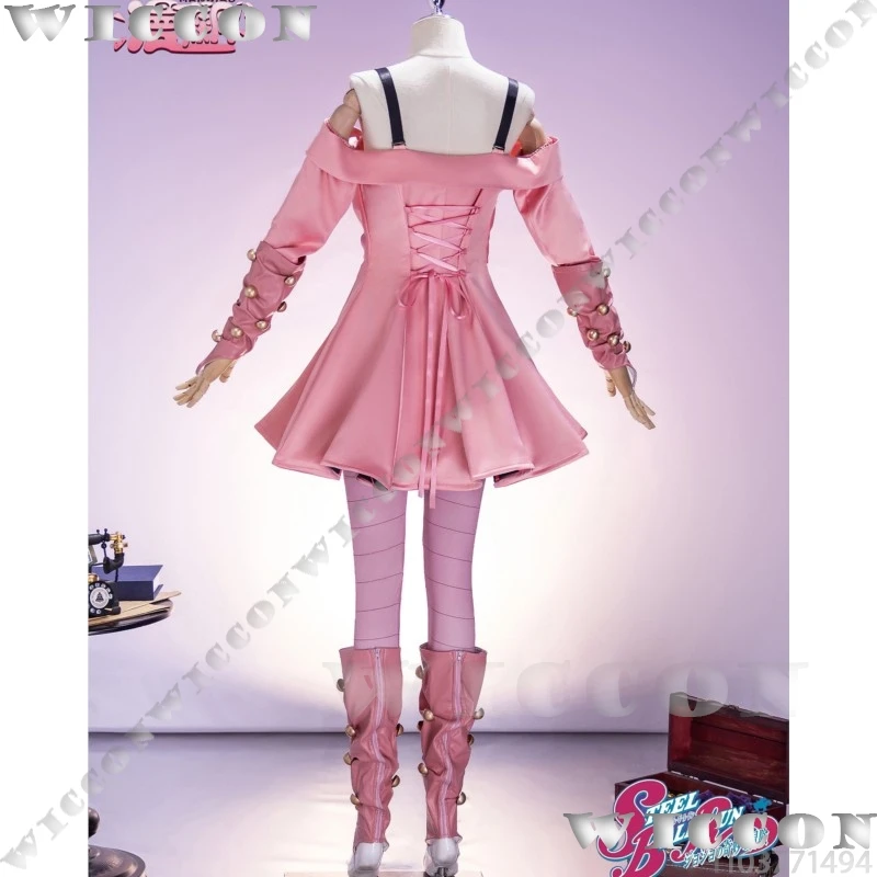 Lucy Steel Anime JO7 SBR Cosplay Costume American Sweethearts Pink Lolita Dress Blonde Wig Girl Woman Halloween Party Clothes - view 3