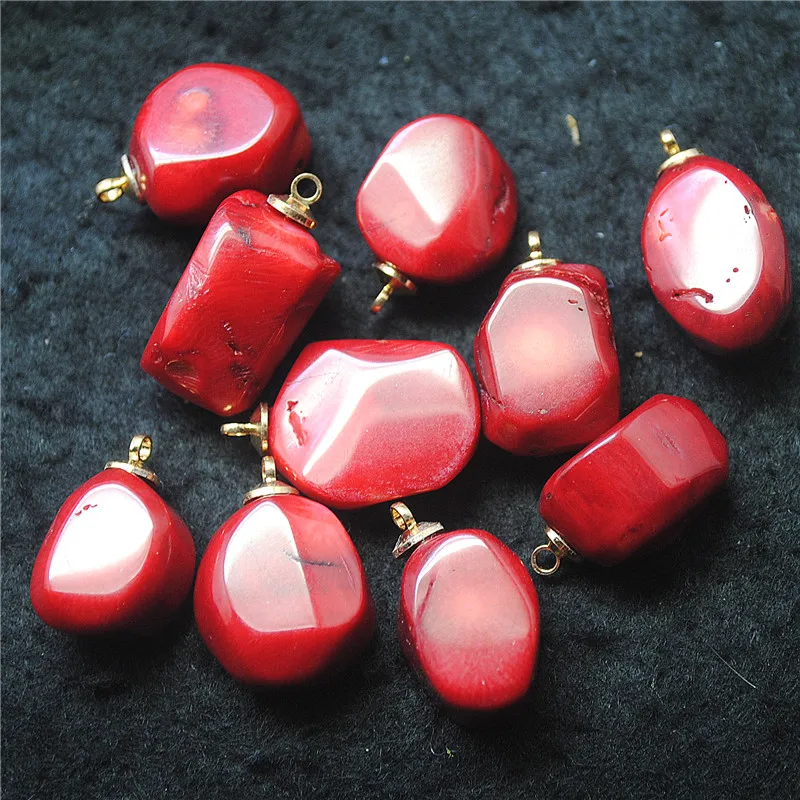 5PCS Womens Pendants Red Coral Material 15X20MM For Lovely Bracelets Jewelry Parts Drops Good For Your Designs