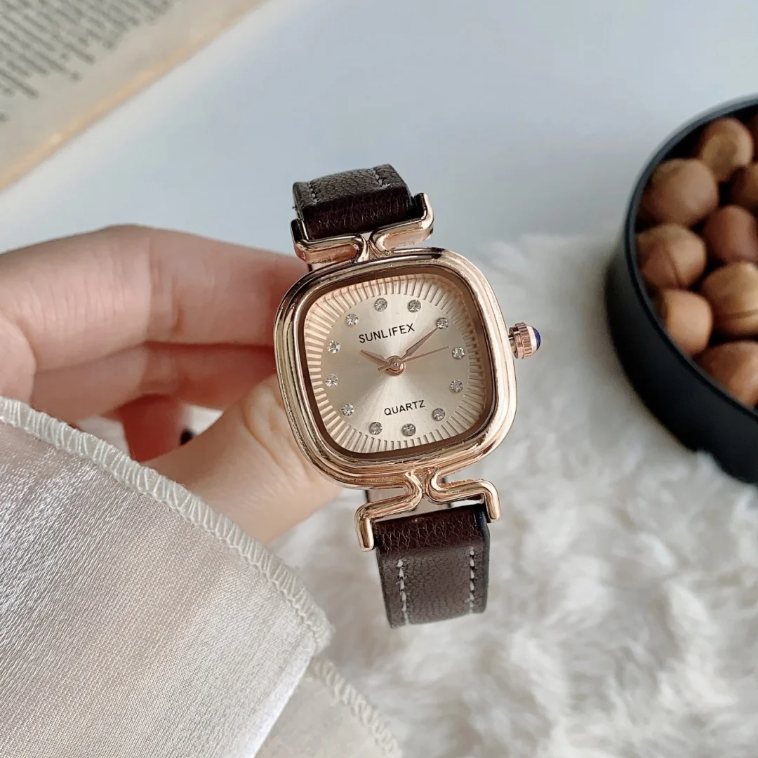 Женские часы, модный квадратный кожаный ремешок, кварцевые часы, женские наручные часы, подарок подруге, часы Relogio Feminino Montre Femme
