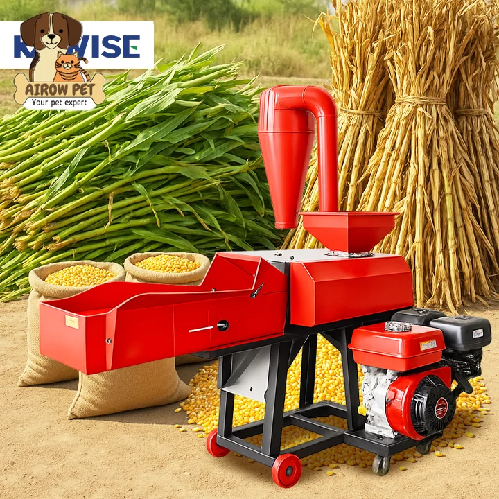 AIROW Heavy Duty Diesel Forage Cutter Grinder for Straw Corn Stalk Rice Straw and Grain for Large Farms