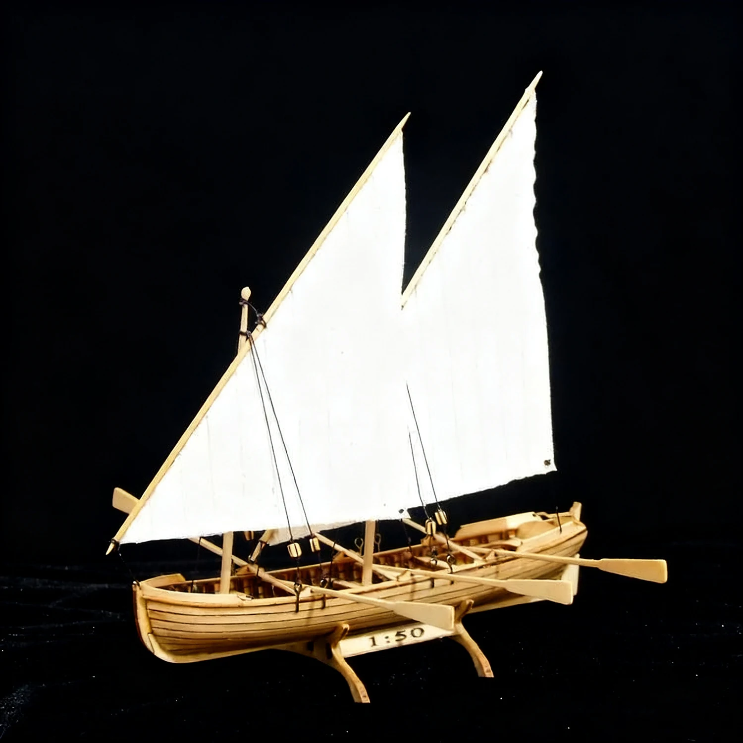 

1/50 Scale Double-masted Classic Sailboat Assembly Model 18cm Made of Wood Handcrafted Sailboat Static Model Kit Ship Toy