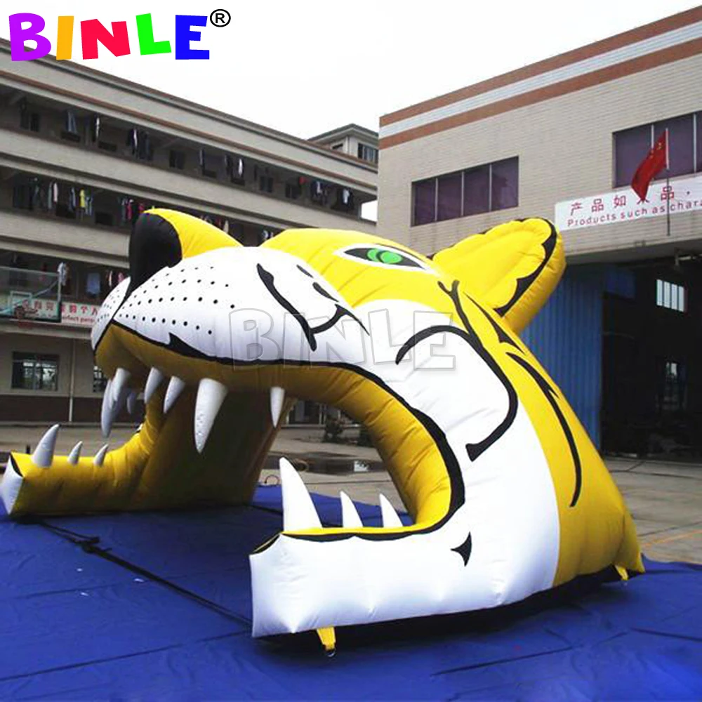 2016 best quality inflatable tiger head,inflatable tiger head tunnel,inflatable tiger mascot tunnel for sports