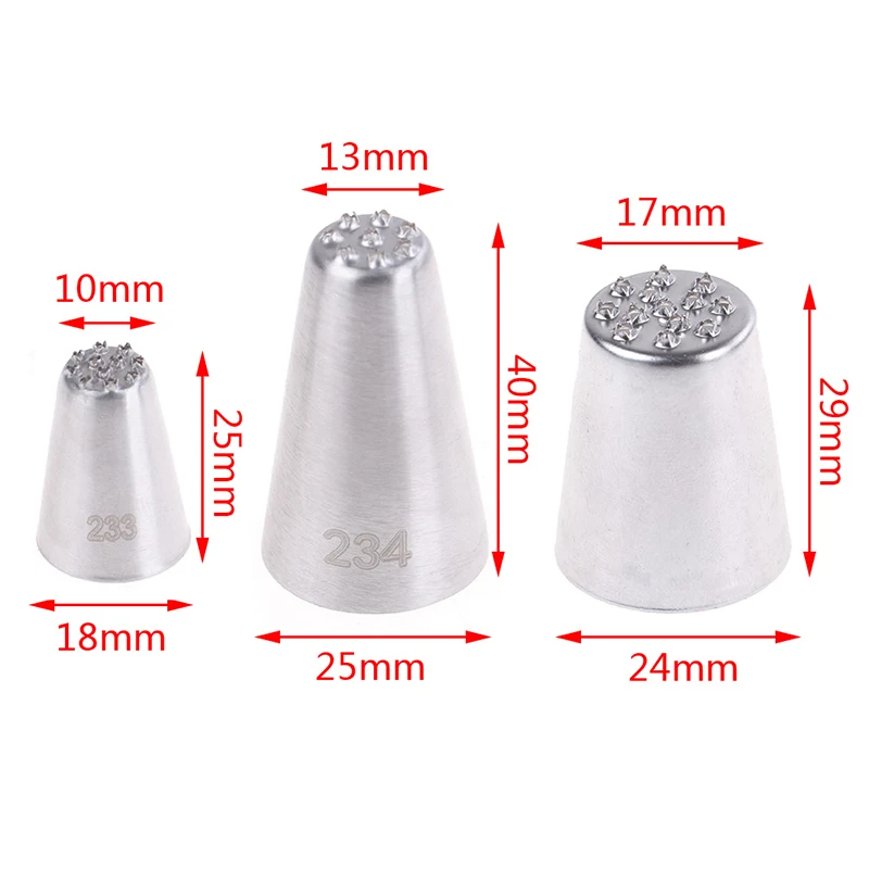 3PCS Stainless Steel Cream Decoration Mouth Small Grass Shape Baking Tools Grass Cream Icing Nozzles Pastry Making Tools