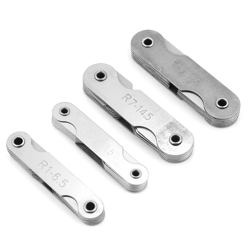 4pcs Stainless Steel Radius Fillet Gauge Measuring Tool R0.3-1.5/ R1-6.5/ R7-14.5/ R15-25