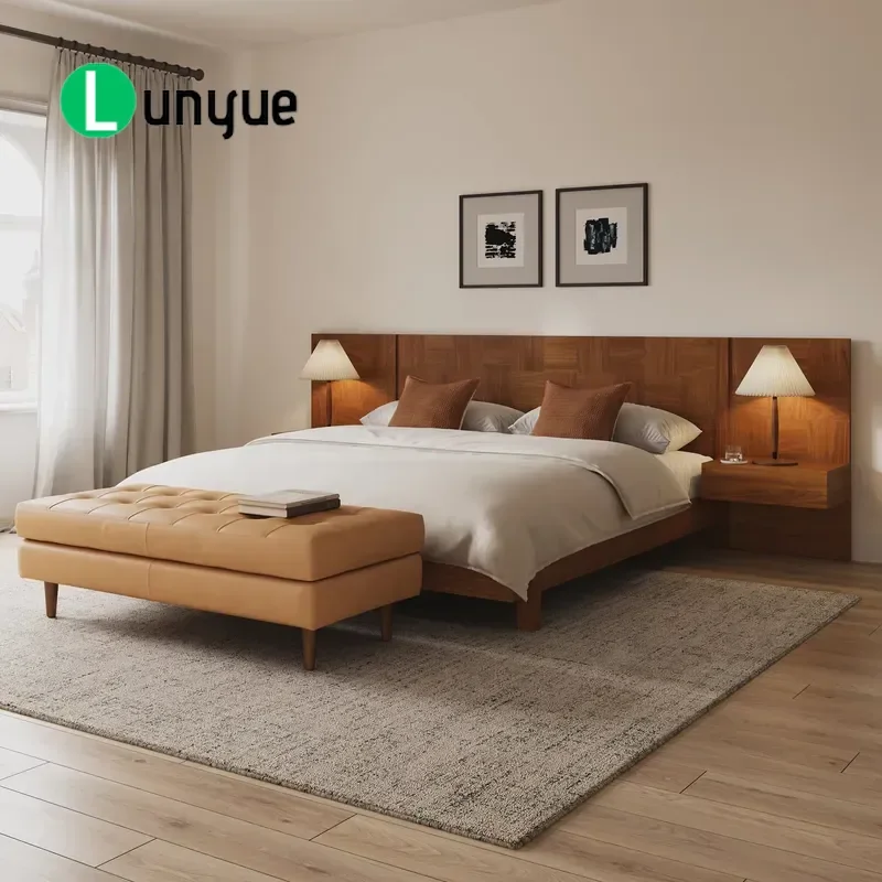 Modern 2 Piece Bedroom Furniture Set Adjustable Wood Frame with Stainless Steel Support Durable Home Decor for Living Room