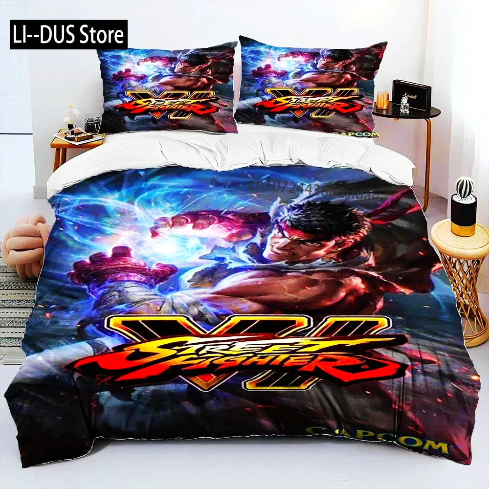 

3D Print Street Fighter Retro Game Bedding Set Duvet Cover Bed Set Quilt Cover Pillowcase Comforter King Queen Size Boys Adult