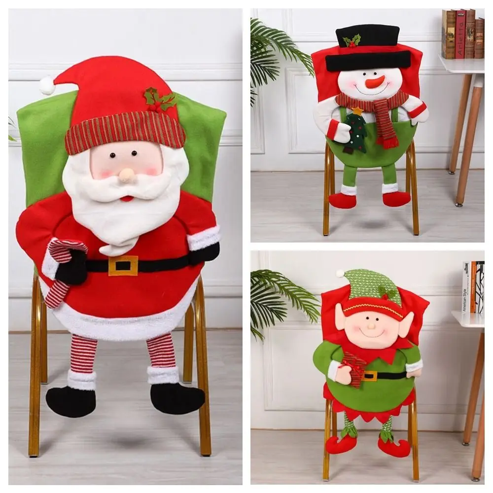 Seat Protector Christmas Chair Cover Cartoon Xmas Decoration Dinner Chair Seat Cover Creative Cute Wear for Chairs New Year