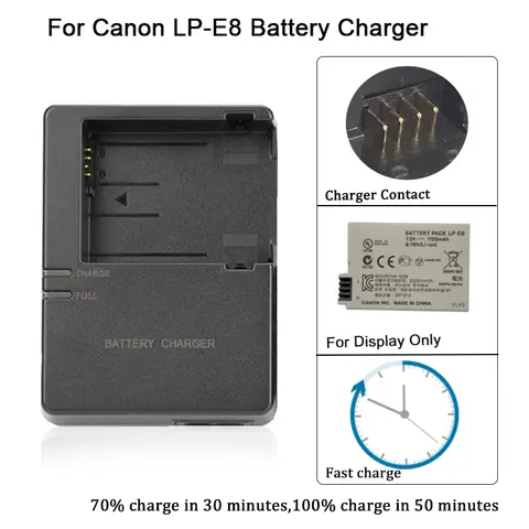LP-E8 Camera Battery Charger replace LC-E8C for Canon EOS 700D 650D 600D 550D Rebel T2i T3i T4i T5i Kiss X4 X5 X6i X7 LPE8 LC-E8