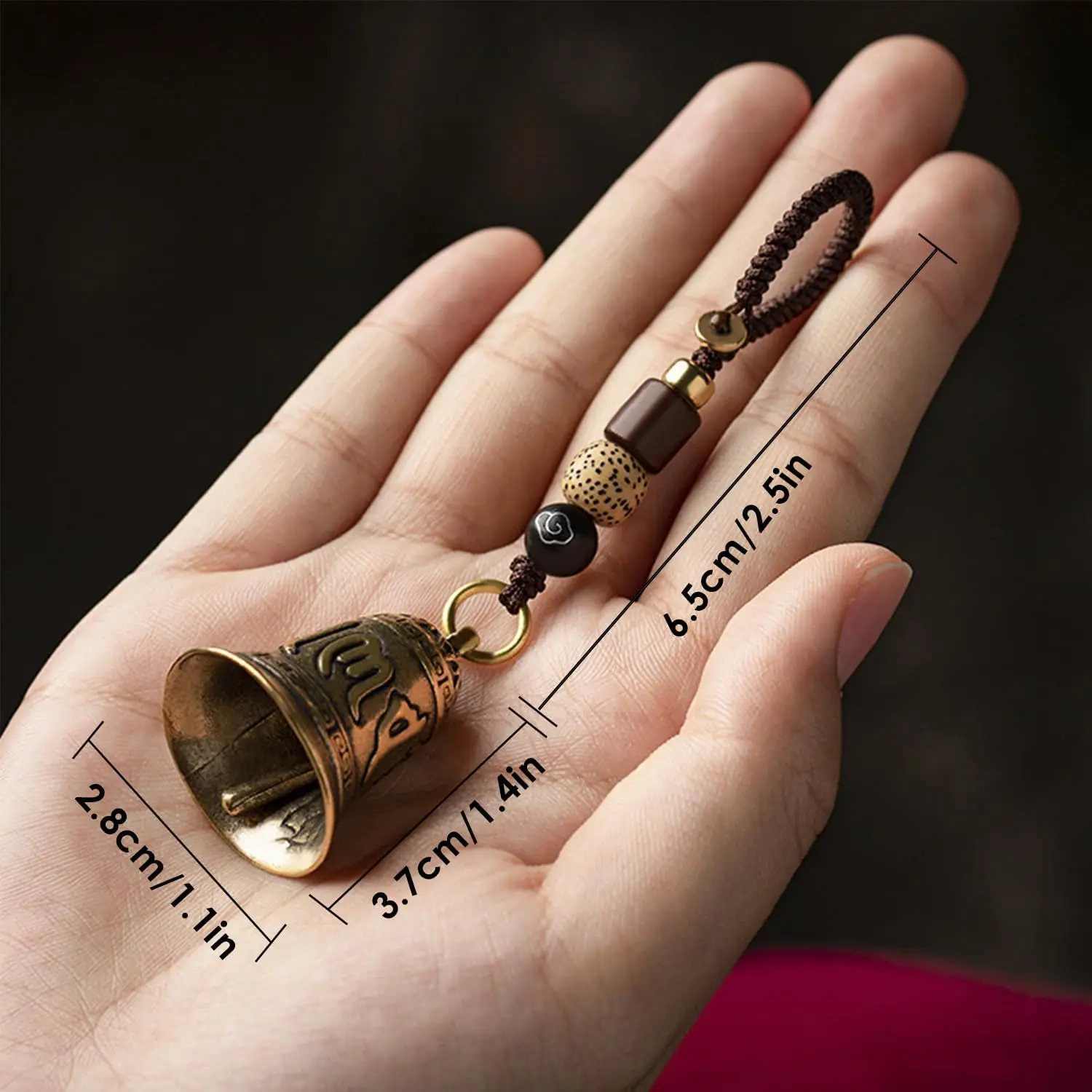 Chinese Feng Shui Bell, Six Characters, Pure Brass Bells, French Window, House Pendant, Car Good Luck, Wealth and Safe