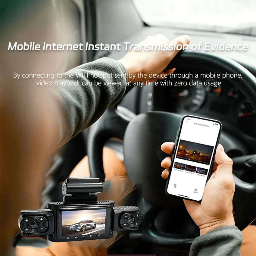 4-Channel WiFi Dash Cam, Wide Angle, Night Vision, G-Sensor, Parking & Loop Recording, Universal for Various Vehicles