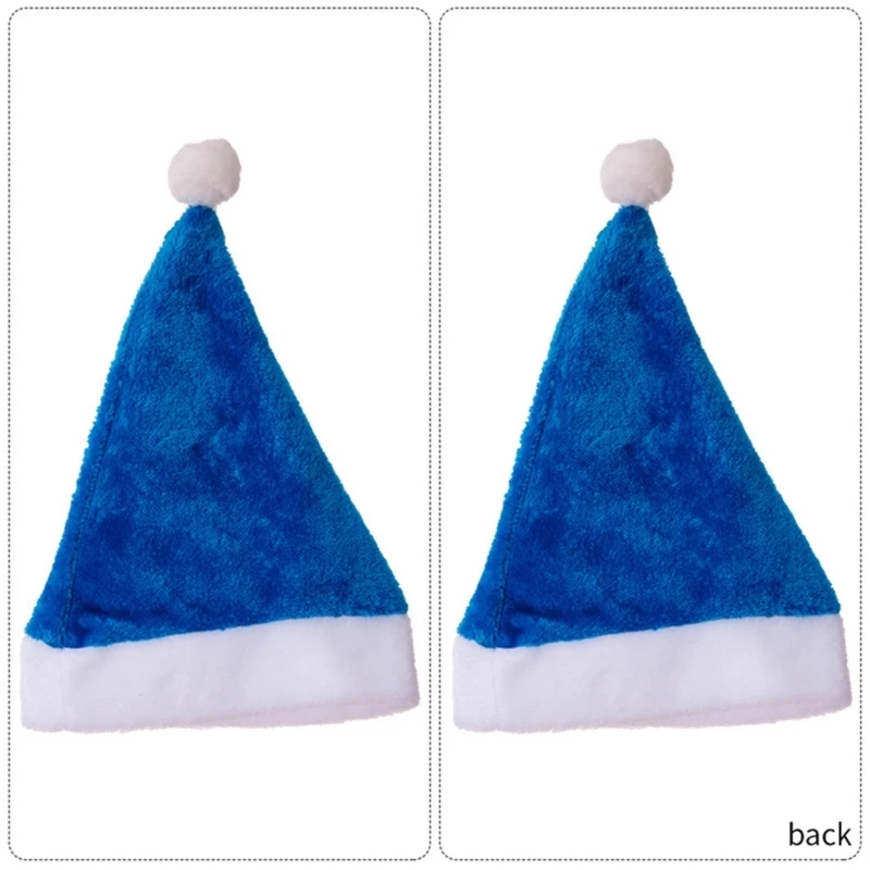 Christmas Santa Hat Blue Short Plush Ornament Party Supplies for Adults Male Female Costume Cosplay Props