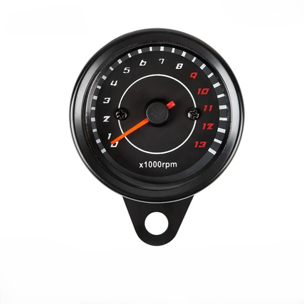 Motorcycle Tachometer with LED Illuminated Display for RPM Monitoring Easy Installation Pre Wired Cables 5.6x7cm Black
