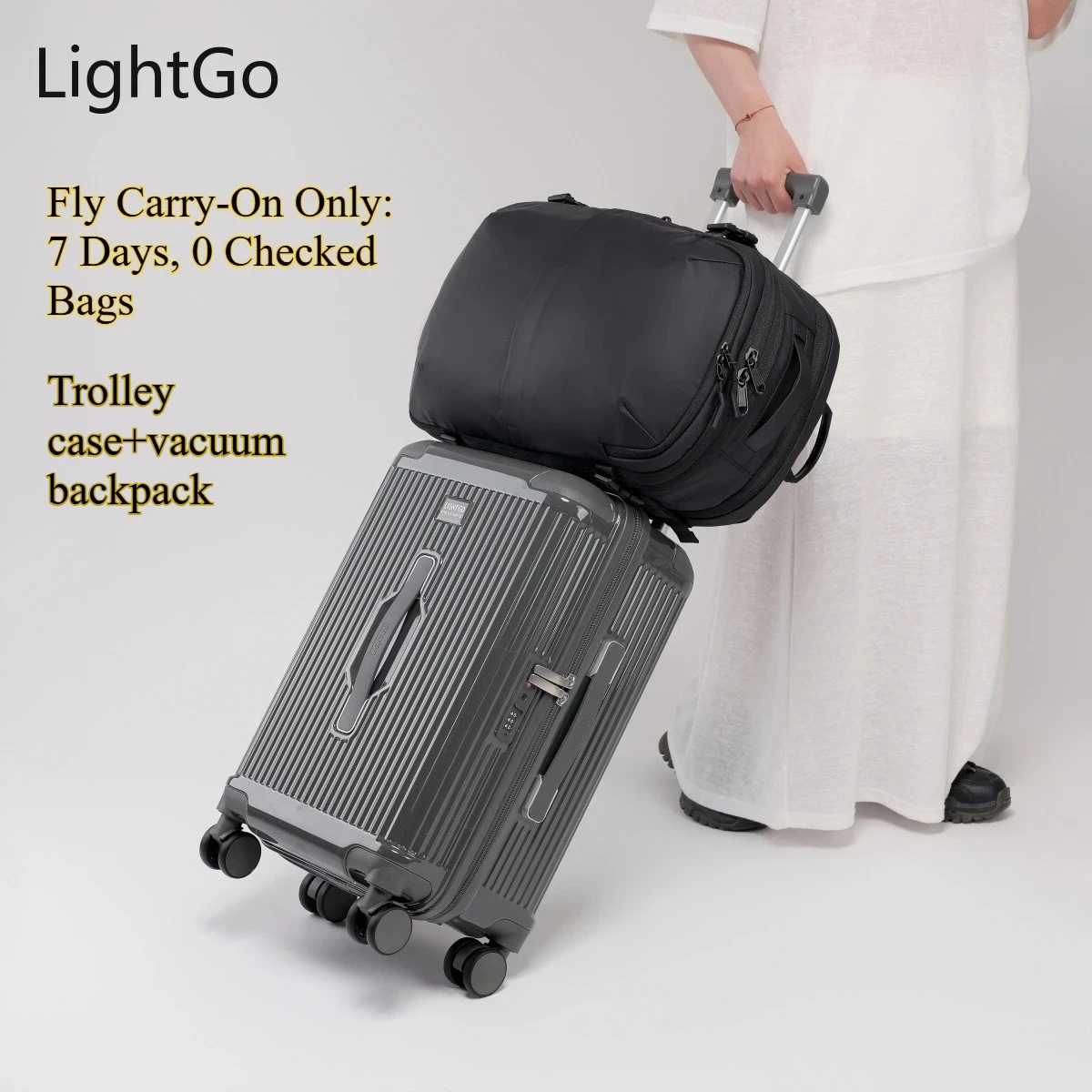 

Комбинированные тормозные колеса LIGHTGO без проверок, сумки, 7-дневный дорожный набор, зарядка через USB, 20, 28, 30-дюймовый жесткий чемодан и вакуумный рюкзак