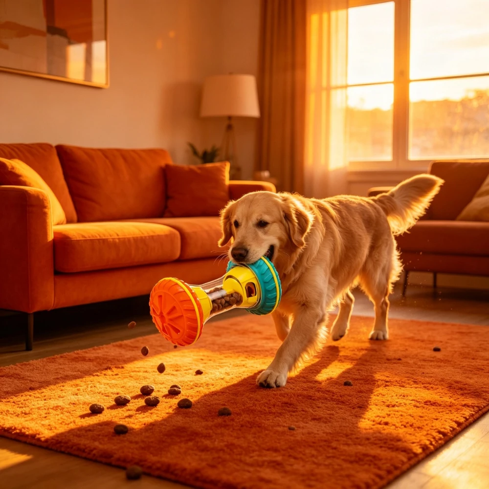 Rubber Treat Dispensing Dog Toy - Quiet Rolling Treat Dispensing Dog Toy