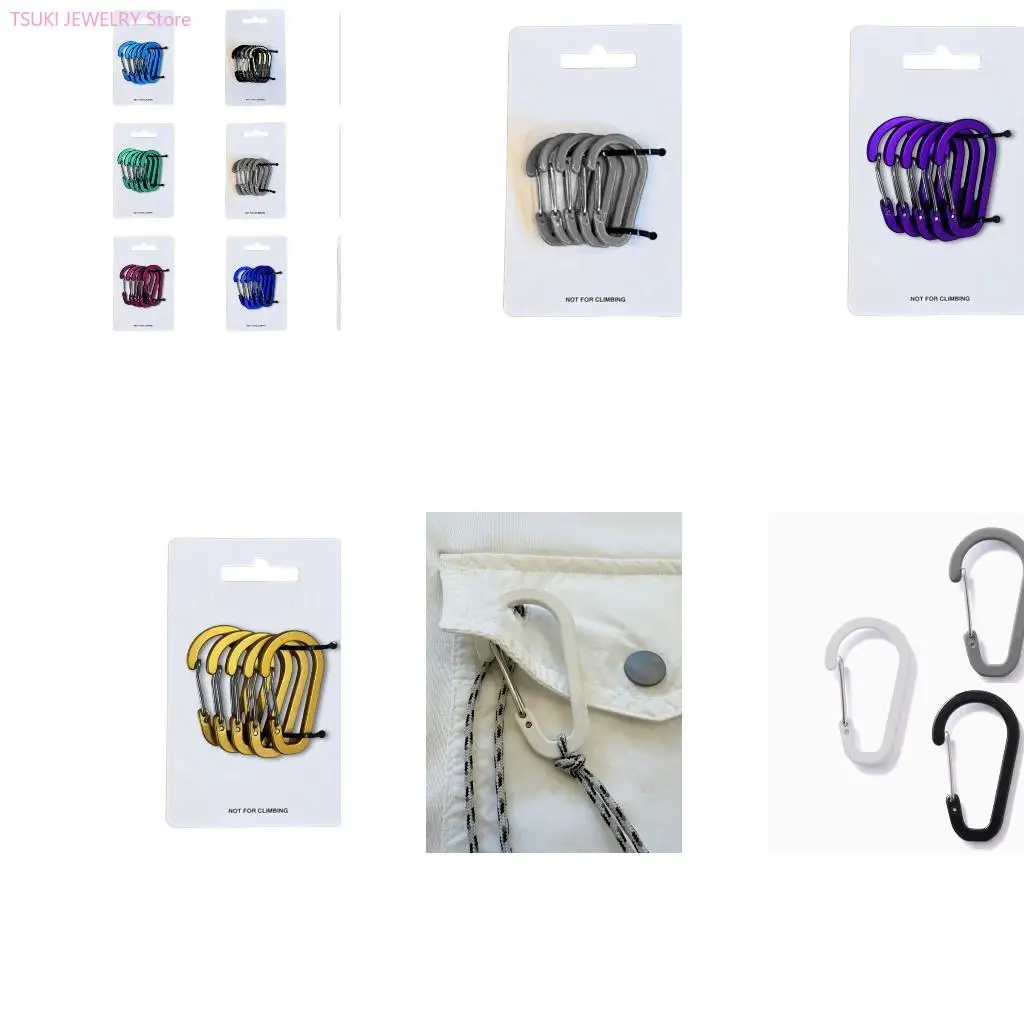 

62KE 5PCS Многоцелевой карабиер Clip Clip Легкие аксессуары алюминиевый карабиер клип для энтузиастов на открытом воздухе для на