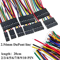 10PCS 20CM Single Head Dupont Line Dupont Connector Plug with Cable Jumper Wire 2.54MM PITCH 2/3/4/5/6/7/8/9/10 PIN 2P/3P/4P/5P