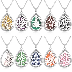 10PCS/LOT Wholesale Teardrop Aromatherapy Diffuser Necklace Water Drop Locket Necklaces Vintage Scent Perfume Aroma Necklace