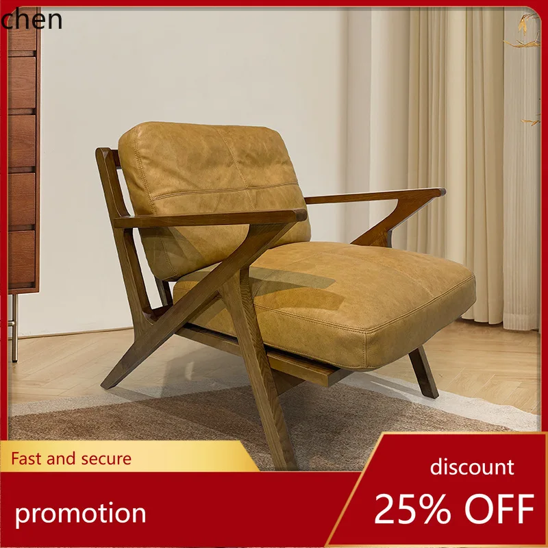 HT Cafe Booth Sofa Meeting Sofa Table and Chair Set Retro Leisure Internet Celebrity Style Solid Wood Chair