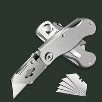 Folding Aluminum Alloy Utility Knife, Pocket Portable Quick Change Blades Box Cutter with Belt Clip, Warehouse Carpet Knife
