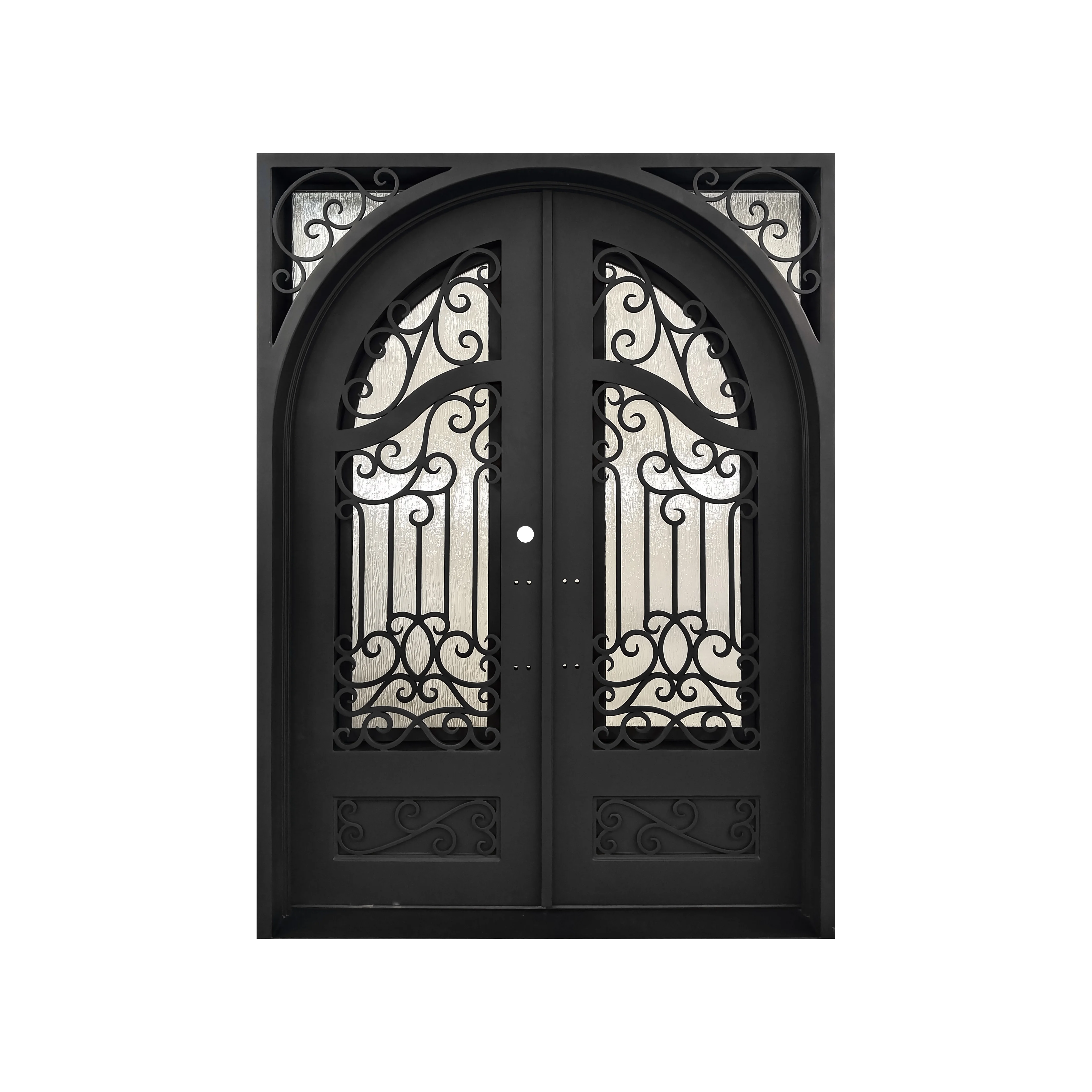 TLF Reserve  CBMmart Double Entry Wrought Iron Doors Front Entrance Door with Smart