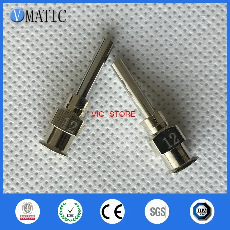 Free Shipping 0.5'' Tip 12G All Metal Tips Blunt Stainless Steel 12 Pcs Glue Dispensing Needles Syringe Needle Tips 1/2 Inch