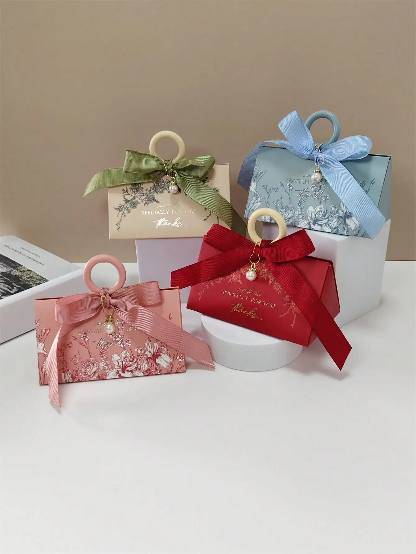 

20PCS European-Style Pearl Floral Gift Boxes - Multi-Size for Jewelry & Holiday Gifting Occasions