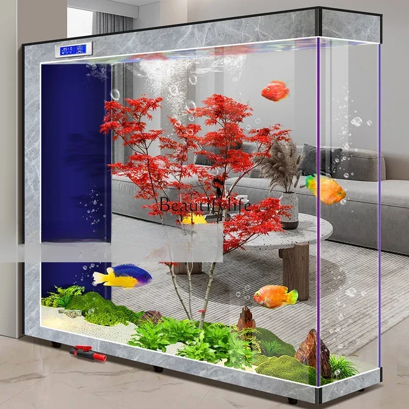 New Fish Tank Super White Glass Living Room Floor without Base Subareas Screens Aquarium