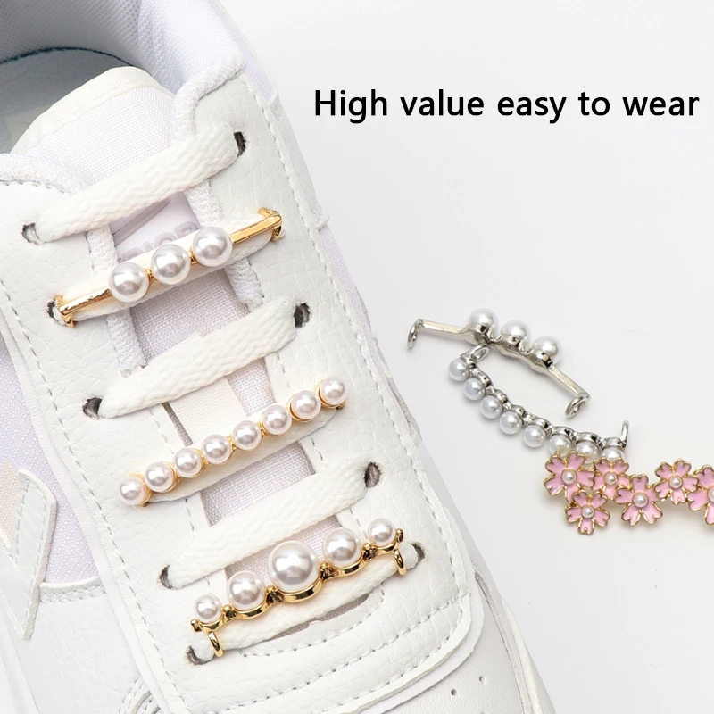 Shoelaces Decorations Clips Pearl Crystal Women Decorative Shoe Clips Charm for Sneakers Casual Shoes Stylish Accessories 1PCS