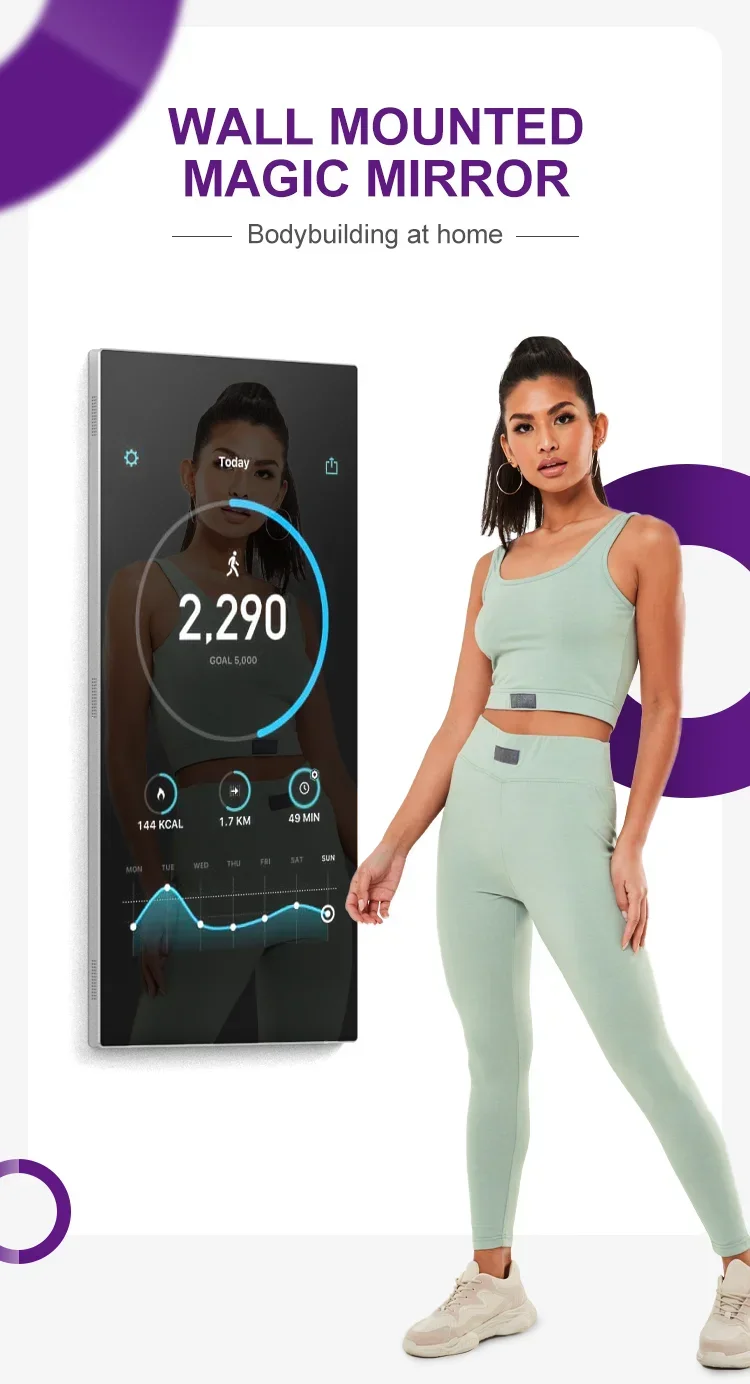 Hot Sales32 43 Polegadas Display LCD Montado Na Parede Tela de Toque Capacitiva Espelho Inteligente Mágico Aptidão