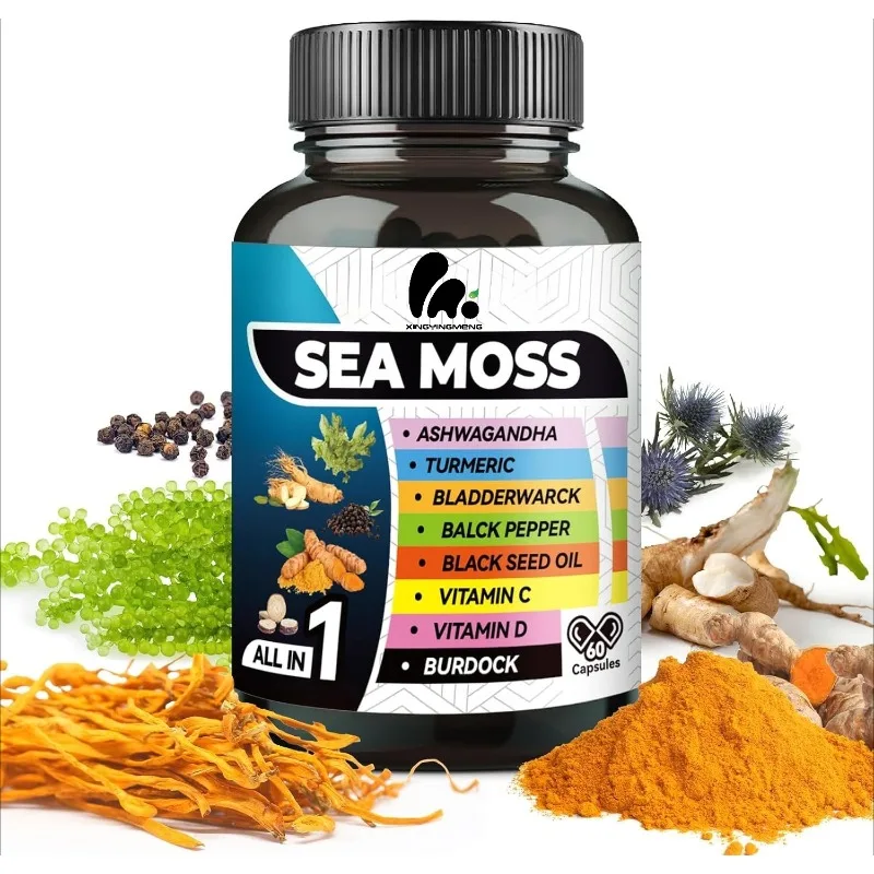

9-in-1 Seaweed Black Seed Oil, Ginger Burdock Root, Vitamin C, Vitamin D3, Black Pepper Fruit Extract, 60 Capsules