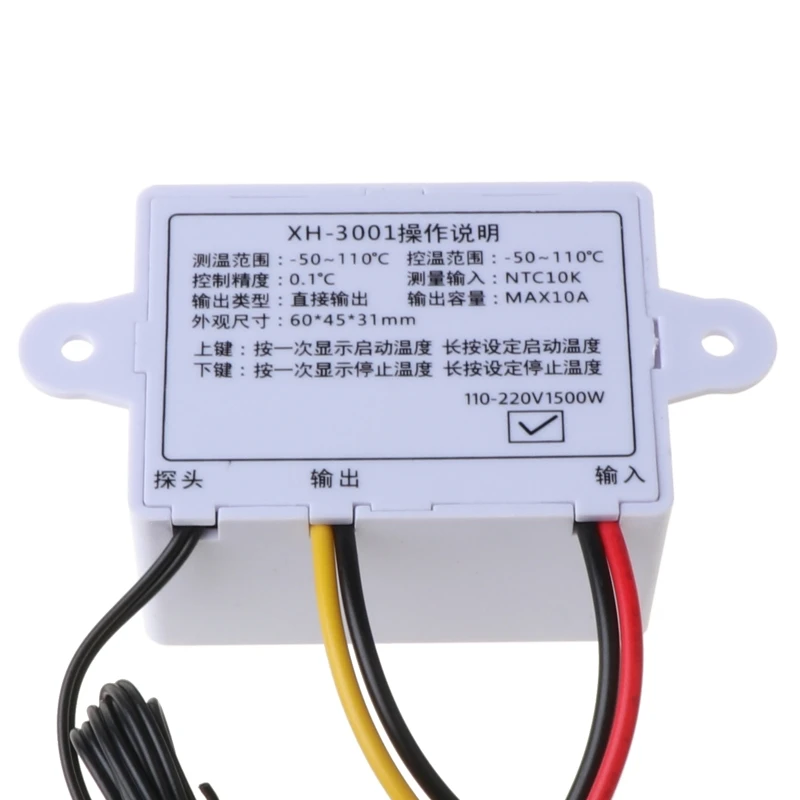 Digital LED Temperature Controller Module XH-W3001 Thermostat Switch with Waterproof Probe, Programmable Heating Cooling