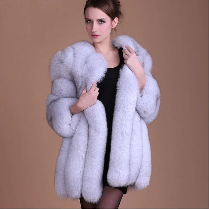 

2024 New Winter Women Long Faux Fur Coat Female Fuzzy Fur Coat Winter Thick Warm Fashion Fluffy Artificial Fur Jacket Outwear