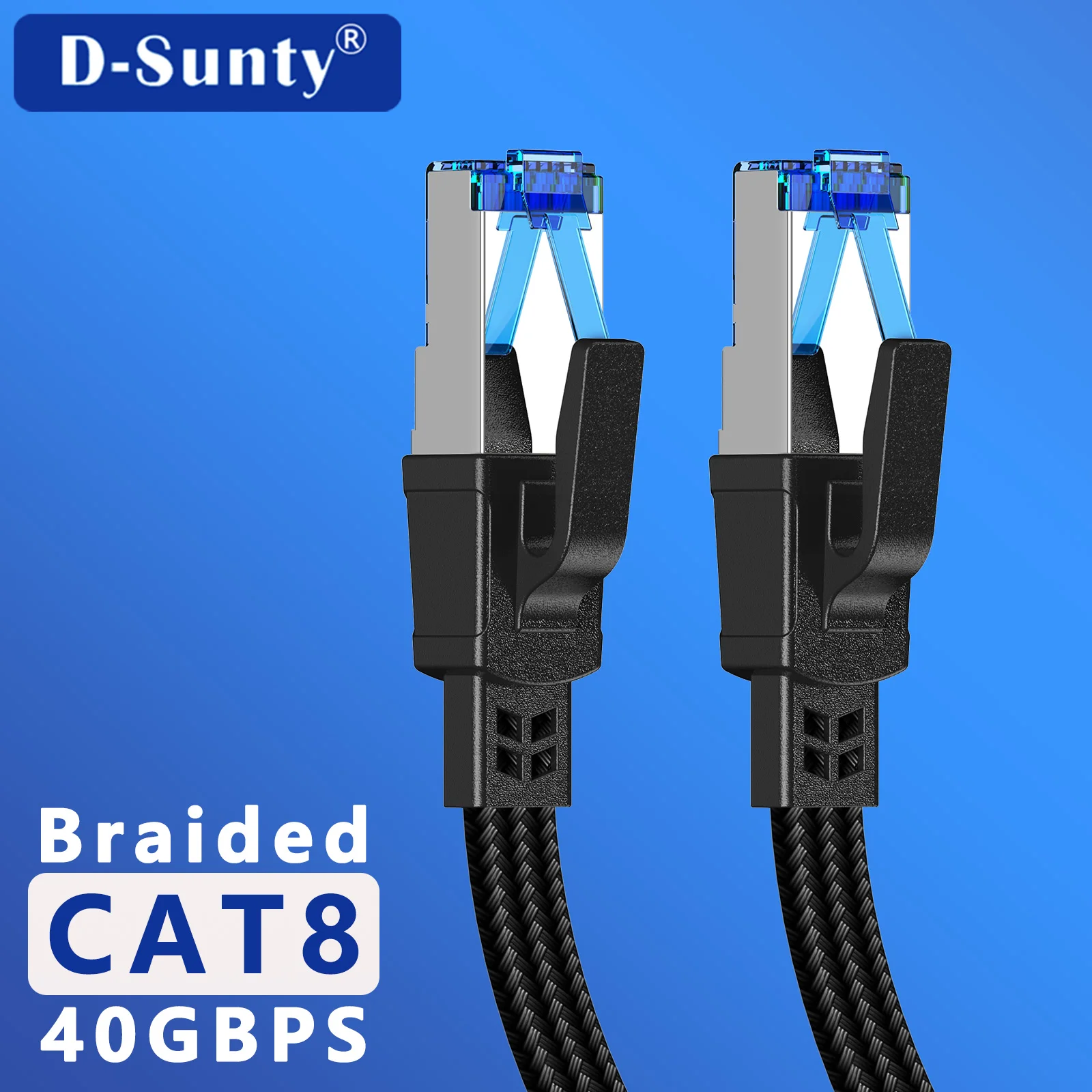 Cabo ethernet cat8 40gbps náilon trançado rede lan cabo rj 45 para pc modem portátil ps 5 roteador rj45 cabo plano ethernet cat 8