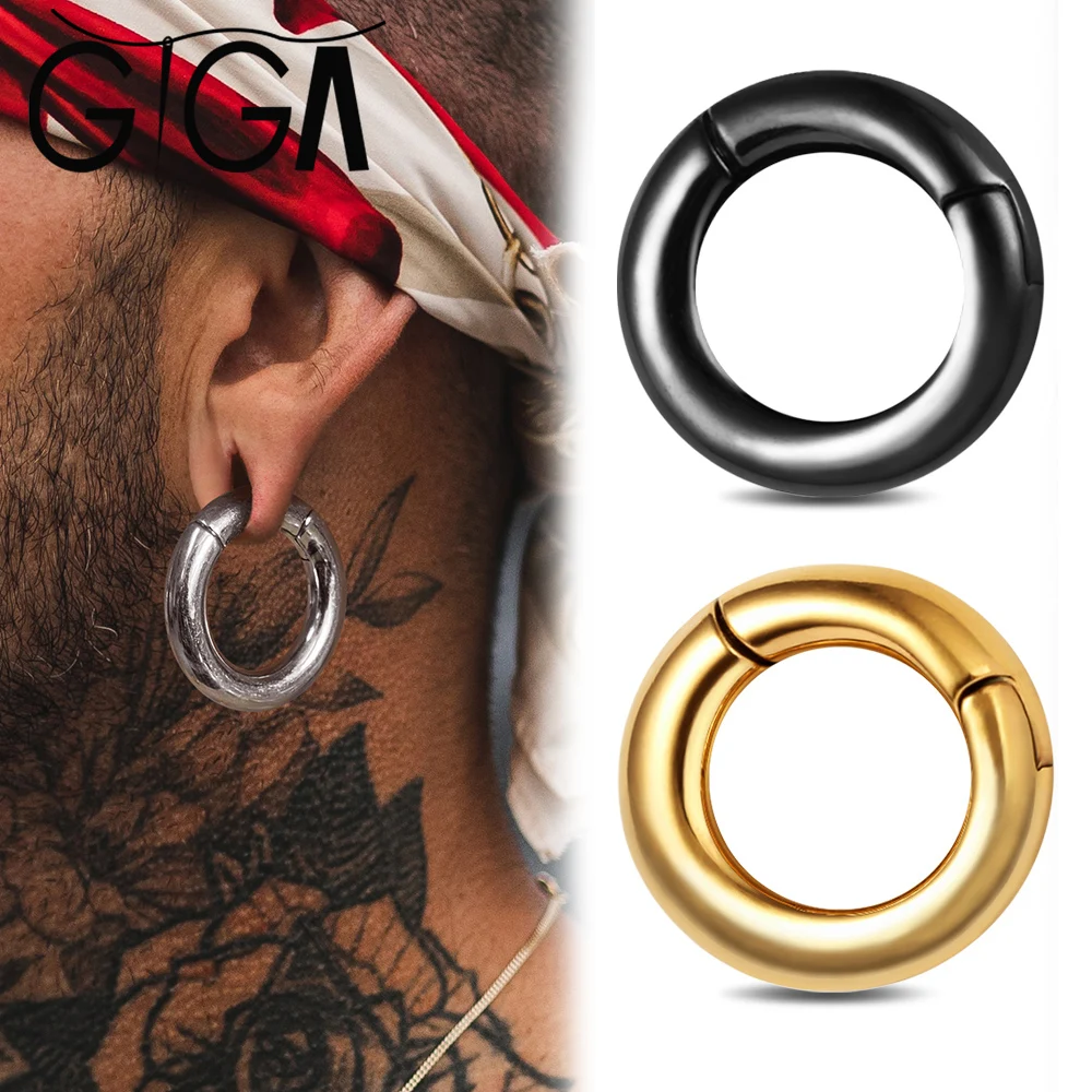 

Giga 2PCS Fashion Ear Hoop Weights Hanger Gauges Plugs Expander 316L Stainless Steel Magnetic Piercing body Jewelry 8mm 0G